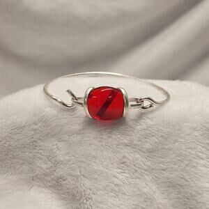 Vintage red and silver wire bracelet